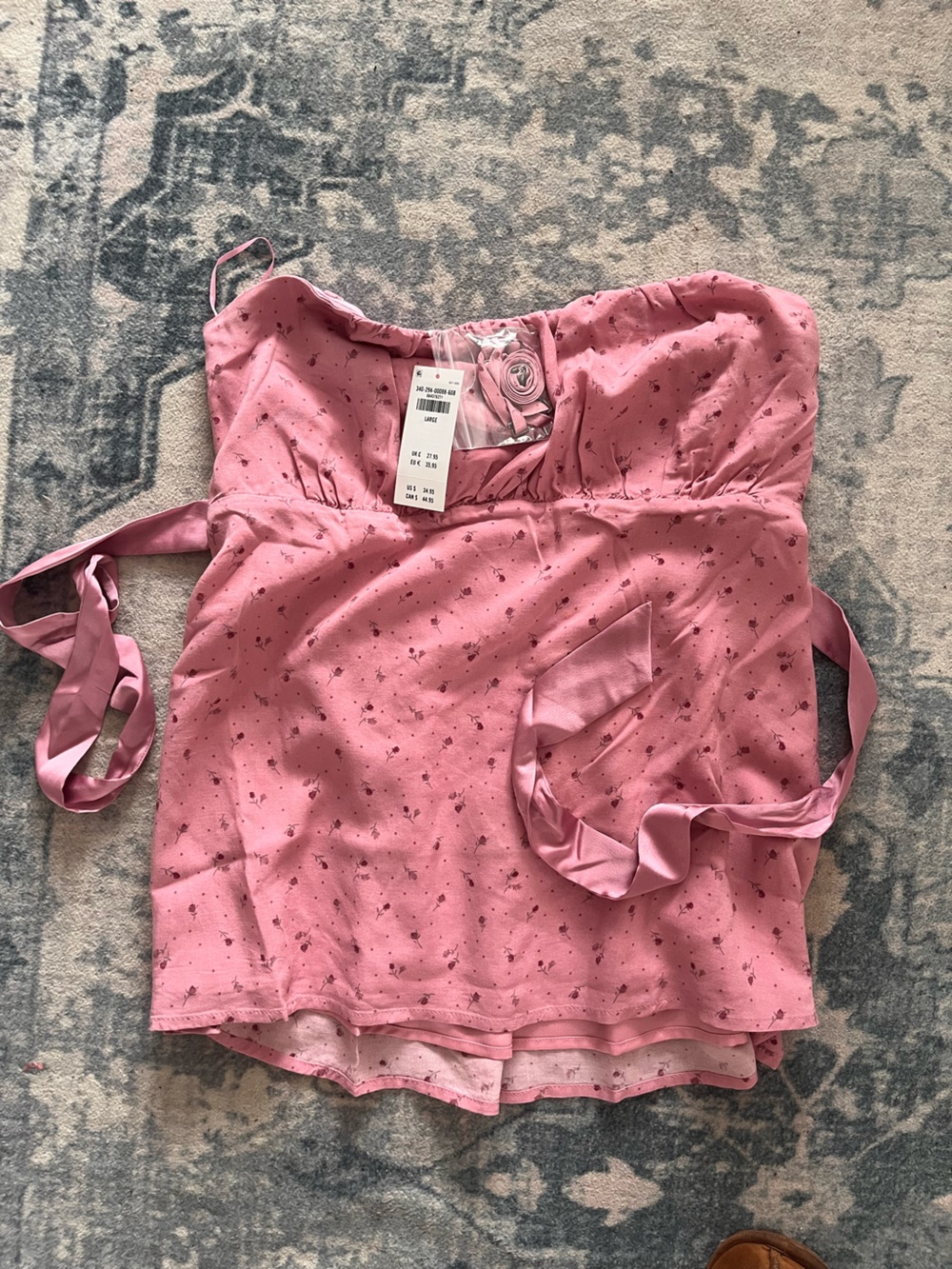 Hollister Pink Floral Strapless Tank Top